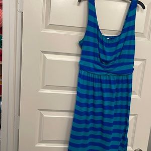 Blue and teal stripped dress.